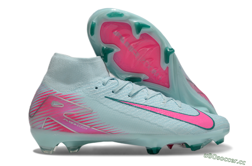 Men's Nike Air Zoom Mercurial Superfly 10 Elite FG Firm Ground High-Tops Football Boots - Jade/Pink/Silver 2
