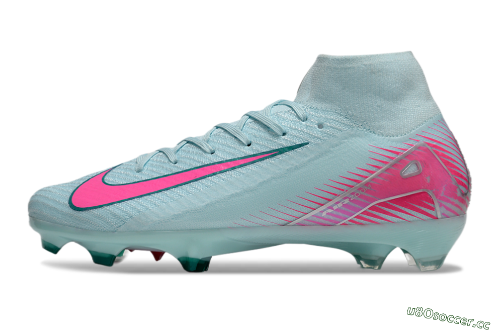 Men's Nike Air Zoom Mercurial Superfly 10 Elite FG Firm Ground High-Tops Football Boots - Jade/Pink/Silver 0