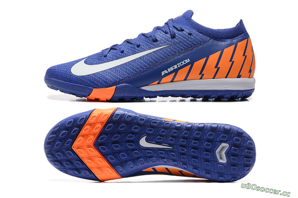 Men's Nike Air Zoom Mercurial Vapor 16 Elite TF Artificial Turf Low-Tops Football Shoes - Blue/White/Orange 1