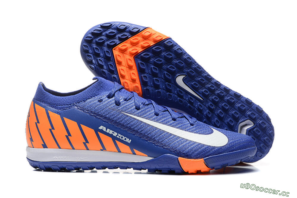 Men's Nike Air Zoom Mercurial Vapor 16 Elite TF Artificial Turf Low-Tops Football Shoes - Blue/White/Orange 2