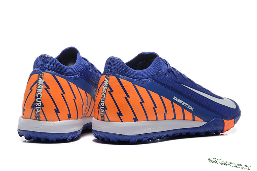 Men's Nike Air Zoom Mercurial Vapor 16 Elite TF Artificial Turf Low-Tops Football Shoes - Blue/White/Orange 9