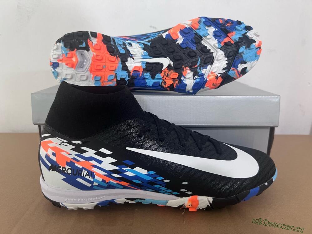 Unisex Nike Air Zoom Mercurial Superfly 10 Elite TF Artificial Turf High-Tops Football Shoes - Black/Blue/Orange