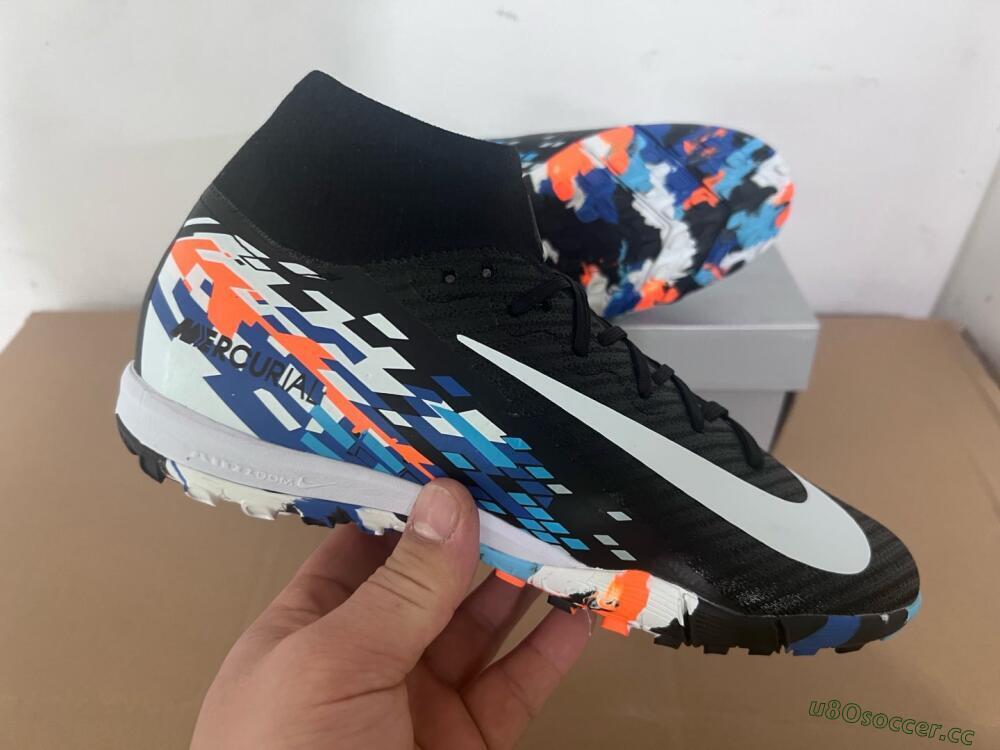 Unisex Nike Air Zoom Mercurial Superfly 10 Elite TF Artificial Turf High-Tops Football Shoes - Black/Blue/Orange