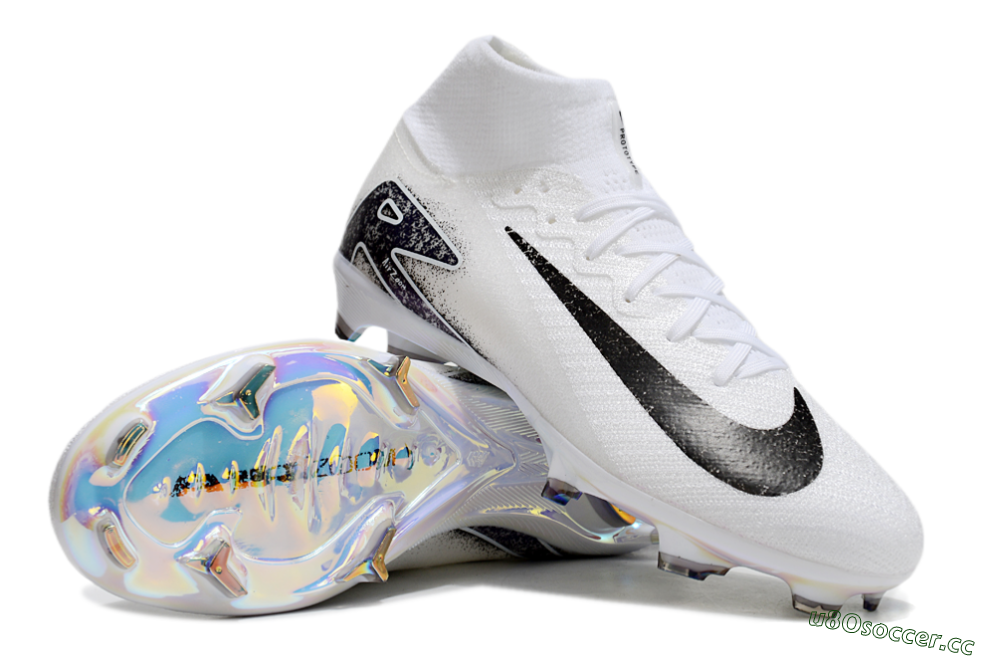 Unisex Nike Air Zoom Mercurial Superfly 10 Elite FG Firm Ground High-Tops Football Boots - White/Black/Blue 3
