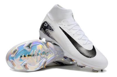 Unisex Nike Air Zoom Mercurial Superfly 10 Elite FG Firm Ground High-Tops Football Boots - White/Black/Blue