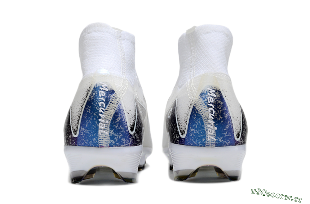 Unisex Nike Air Zoom Mercurial Superfly 10 Elite FG Firm Ground High-Tops Football Boots - White/Black/Blue 5