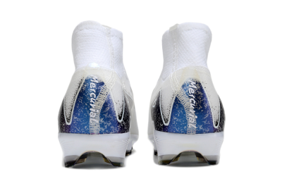 Unisex Nike Air Zoom Mercurial Superfly 10 Elite FG Firm Ground High-Tops Football Boots - White/Black/Blue