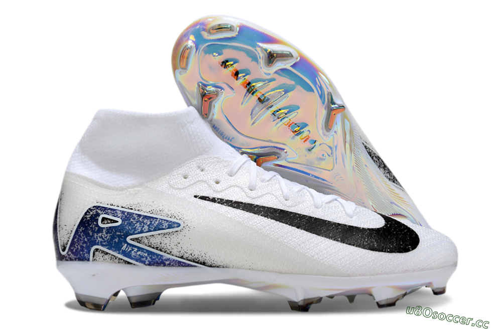 Unisex Nike Air Zoom Mercurial Superfly 10 Elite FG Firm Ground High-Tops Football Boots - White/Black/Blue 2