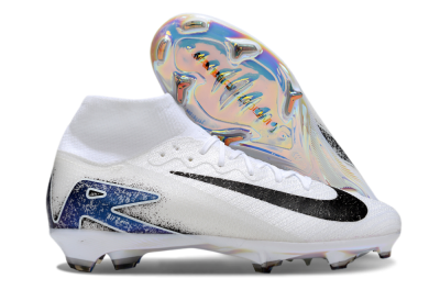 Unisex Nike Air Zoom Mercurial Superfly 10 Elite FG Firm Ground High-Tops Football Boots - White/Black/Blue