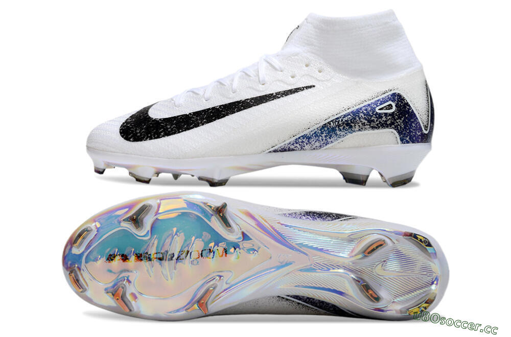 Unisex Nike Air Zoom Mercurial Superfly 10 Elite FG Firm Ground High-Tops Football Boots - White/Black/Blue 1