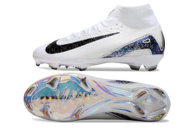 Unisex Nike Air Zoom Mercurial Superfly 10 Elite FG Firm Ground High-Tops Football Boots - White/Black/Blue