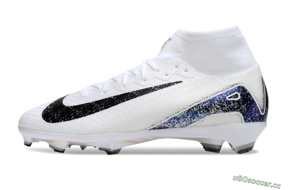 Unisex Nike Air Zoom Mercurial Superfly 10 Elite FG Firm Ground High-Tops Football Boots - White/Black/Blue 0