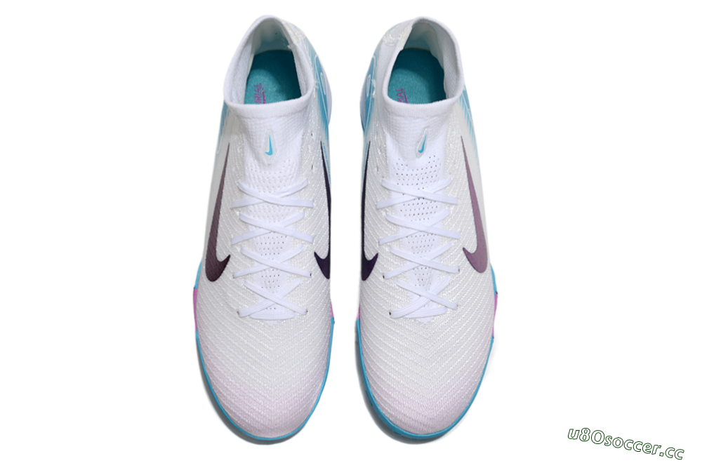 Unisex Nike Air Zoom Mercurial Superfly 10 Elite TF Artificial Turf High-Tops Football Shoes - White/Purple/Blue 4