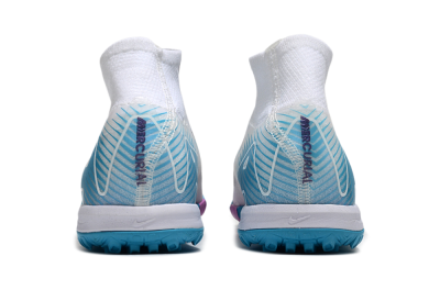 Unisex Nike Air Zoom Mercurial Superfly 10 Elite TF Artificial Turf High-Tops Football Shoes - White/Purple/Blue