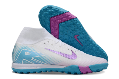 Unisex Nike Air Zoom Mercurial Superfly 10 Elite TF Artificial Turf High-Tops Football Shoes - White/Purple/Blue