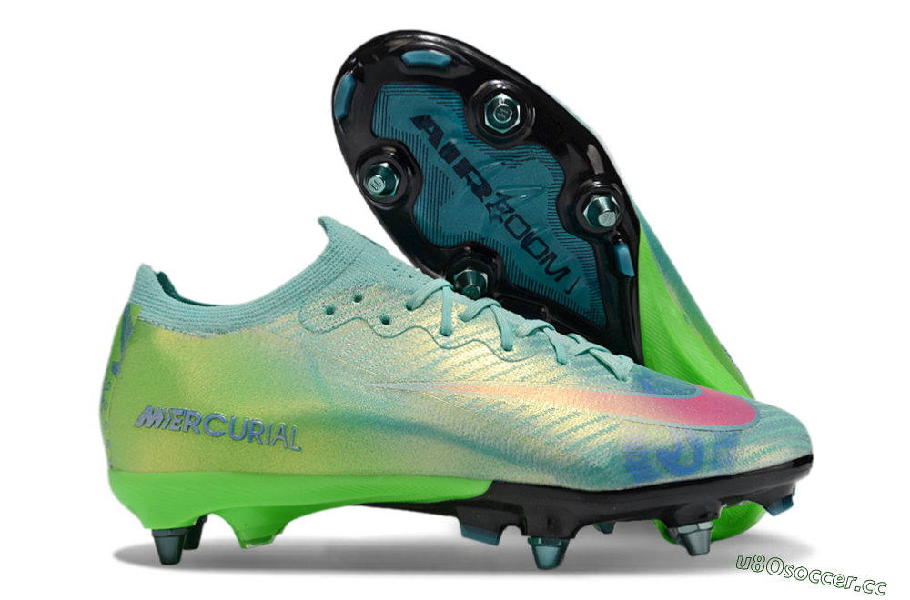 Men's Nike Air Zoom Mercurial Vapor 16 Elite SG Soft Ground Low-Tops Football Boots - Jade/Pink/Blue 2