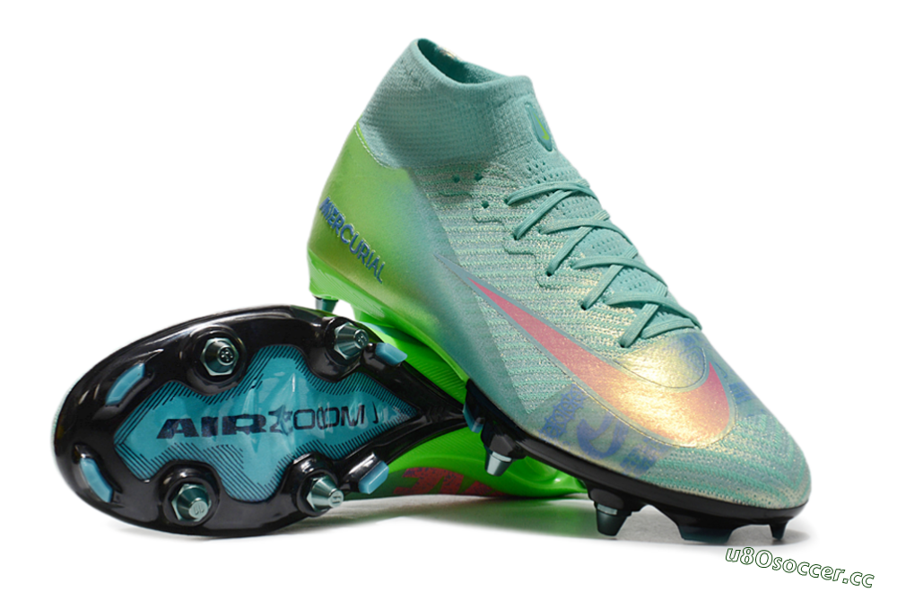Men's Nike Air Zoom Mercurial Superfly 10 Elite SG Soft Ground High-Tops Football Boots - Jade/Pink/Blue 3