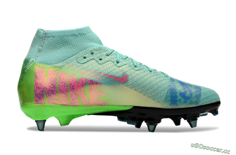 Men's Nike Air Zoom Mercurial Superfly 10 Elite SG Soft Ground High-Tops Football Boots - Jade/Pink/Blue 7