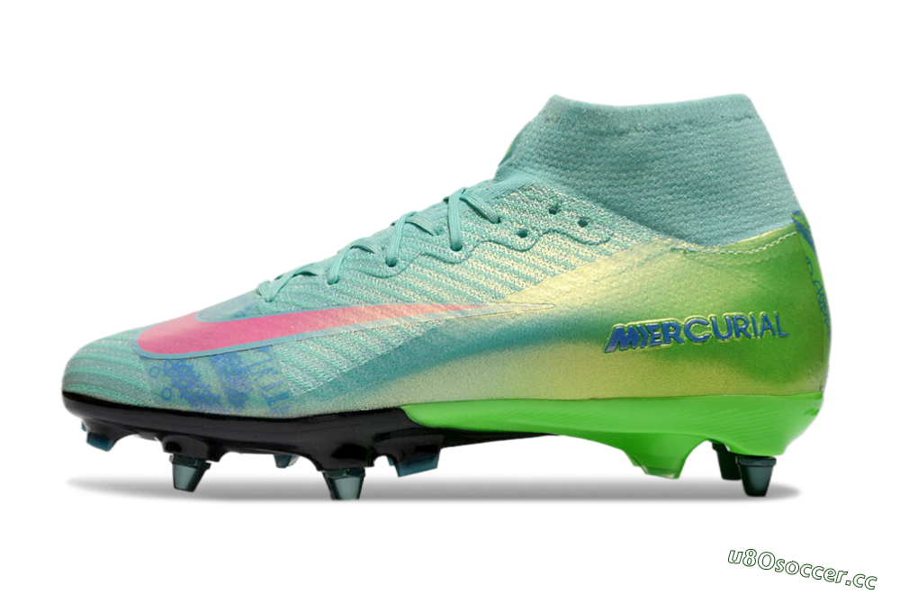 Men's Nike Air Zoom Mercurial Superfly 10 Elite SG Soft Ground High-Tops Football Boots - Jade/Pink/Blue 0