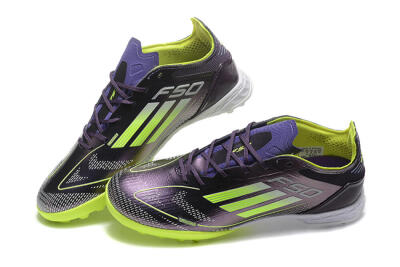 Unisex Adidas F50 Pro TF Artificial Turf Low-Tops Football Shoes - Purple/Yellow/White