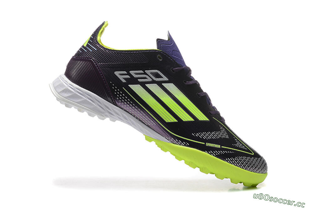 Unisex Adidas F50 Pro TF Artificial Turf Low-Tops Football Shoes - Purple/Yellow/White 4