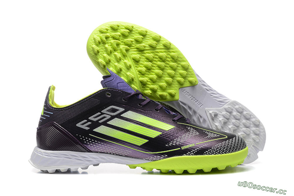 Unisex Adidas F50 Pro TF Artificial Turf Low-Tops Football Shoes - Purple/Yellow/White 2