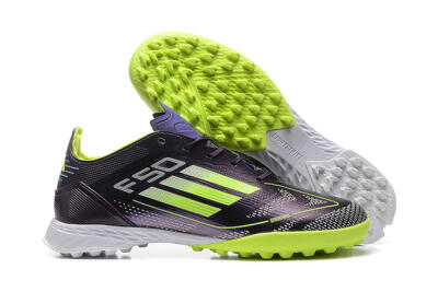 Unisex Adidas F50 Pro TF Artificial Turf Low-Tops Football Shoes - Purple/Yellow/White