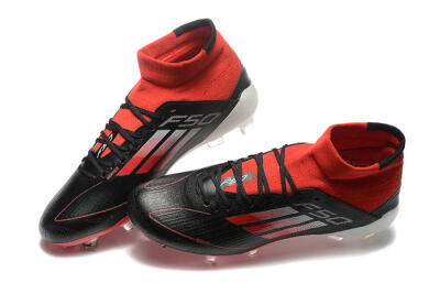 Men's Adidas F50 Elite Mid FG Firm Ground High-Tops Football Boots - Black/Red/White