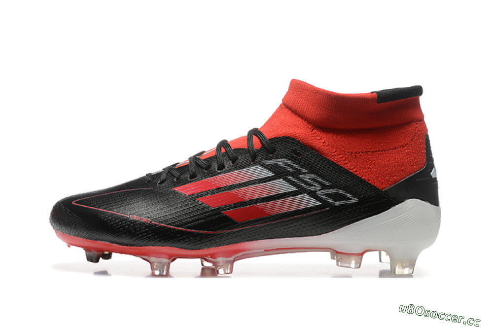 Men's Adidas F50 Elite Mid FG Firm Ground High-Tops Football Boots - Black/Red/White 0