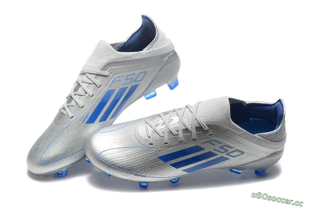 Men's Adidas F50 Elite FG Firm Ground Low-Tops Football Boots - Silver/Blue 3