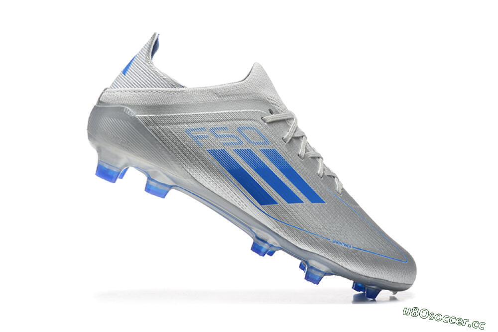 Men's Adidas F50 Elite FG Firm Ground Low-Tops Football Boots - Silver/Blue 4