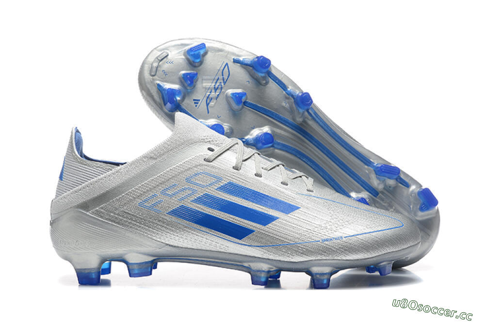 Men's Adidas F50 Elite FG Firm Ground Low-Tops Football Boots - Silver/Blue 2
