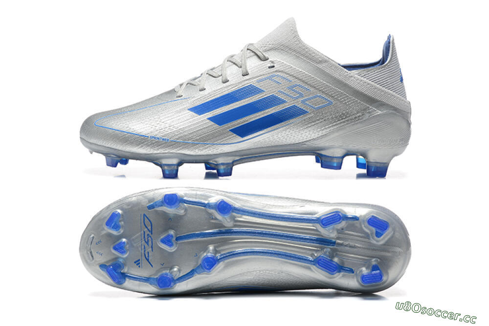 Men's Adidas F50 Elite FG Firm Ground Low-Tops Football Boots - Silver/Blue 1