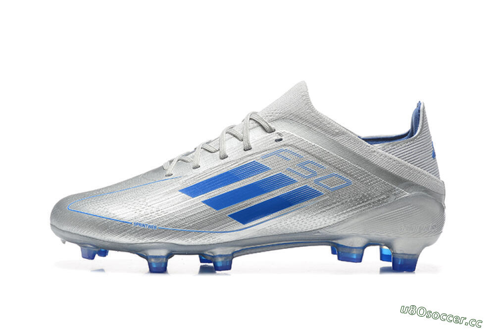 Men's Adidas F50 Elite FG Firm Ground Low-Tops Football Boots - Silver/Blue 0