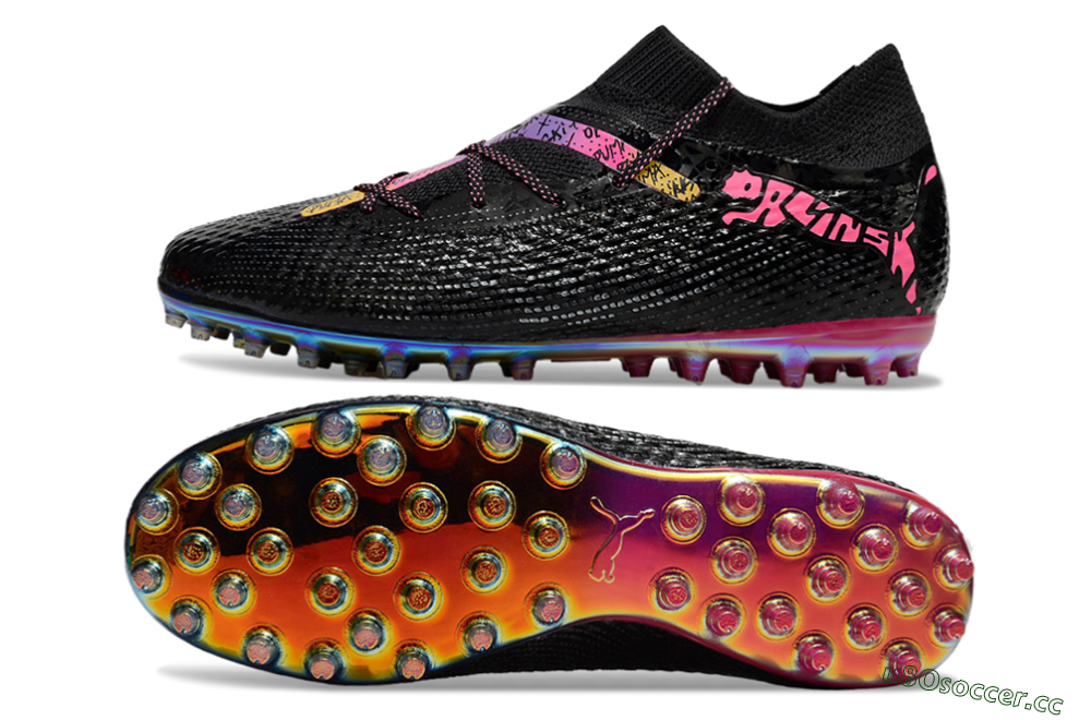 Unisex Puma Future Ultimate MG Multi Ground Low-Tops Football Boots - Black/Pink/Yellow 1