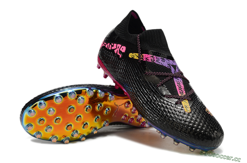 Unisex Puma Future Ultimate MG Multi Ground Low-Tops Football Boots - Black/Pink/Yellow 3