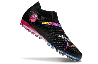 Unisex Puma Future Ultimate MG Multi Ground Low-Tops Football Boots - Black/Pink/Yellow