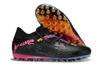 Unisex Puma Future Ultimate MG Multi Ground Low-Tops Football Boots - Black/Pink/Yellow