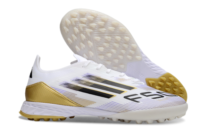 Men's Adidas F50 Pro TF Artificial Turf Low-Tops Football Shoes - White/Black/Yellow