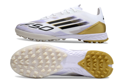 Men's Adidas F50 Pro TF Artificial Turf Low-Tops Football Shoes - White/Black/Yellow