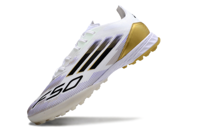 Men's Adidas F50 Pro TF Artificial Turf Low-Tops Football Shoes - White/Black/Yellow
