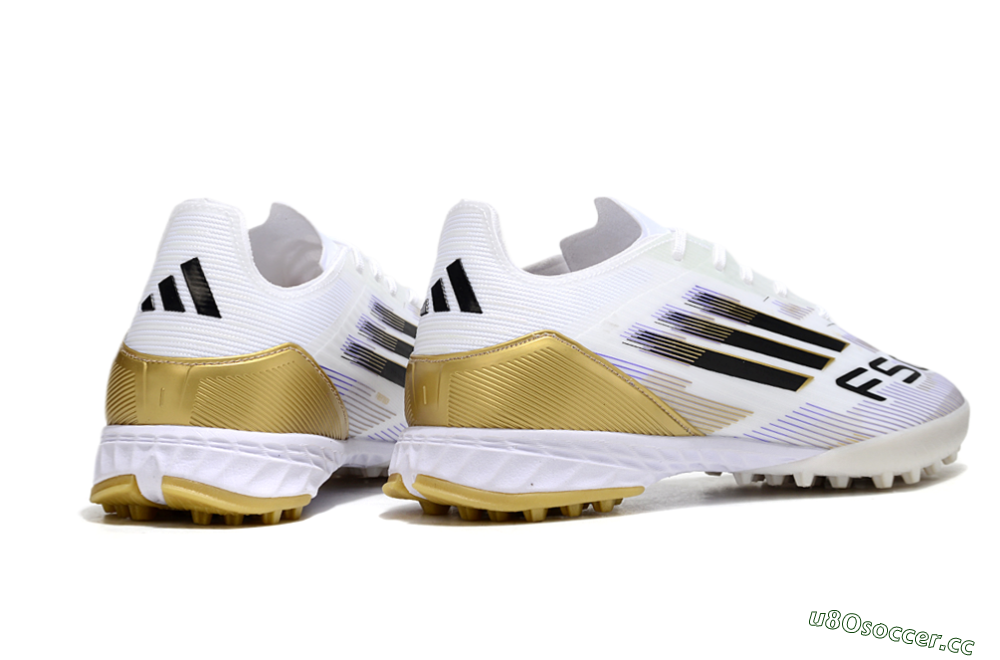 Men's Adidas F50 Pro TF Artificial Turf Low-Tops Football Shoes - White/Black/Yellow 5