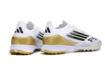 Men's Adidas F50 Pro TF Artificial Turf Low-Tops Football Shoes - White/Black/Yellow