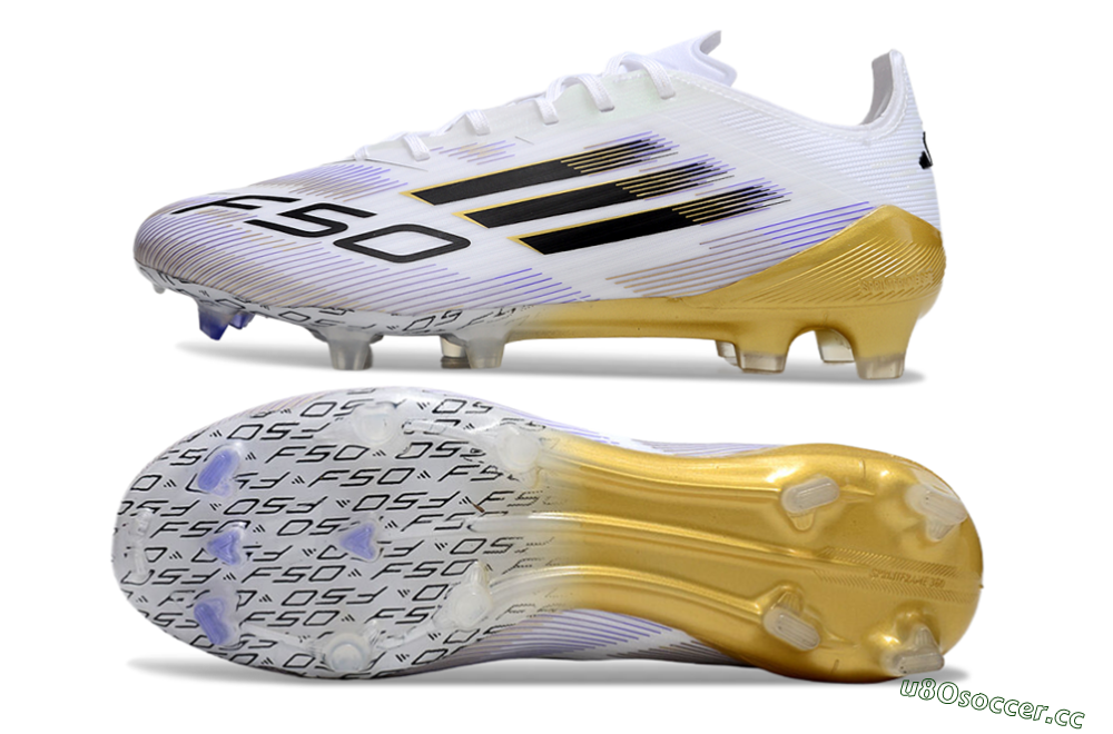 Men's Adidas F50 Elite FG Firm Ground Low-Tops Football Boots - White/Black/Yellow 1