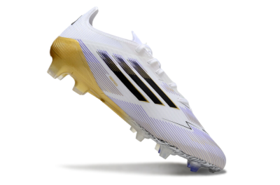 Men's Adidas F50 Elite FG Firm Ground Low-Tops Football Boots - White/Black/Yellow