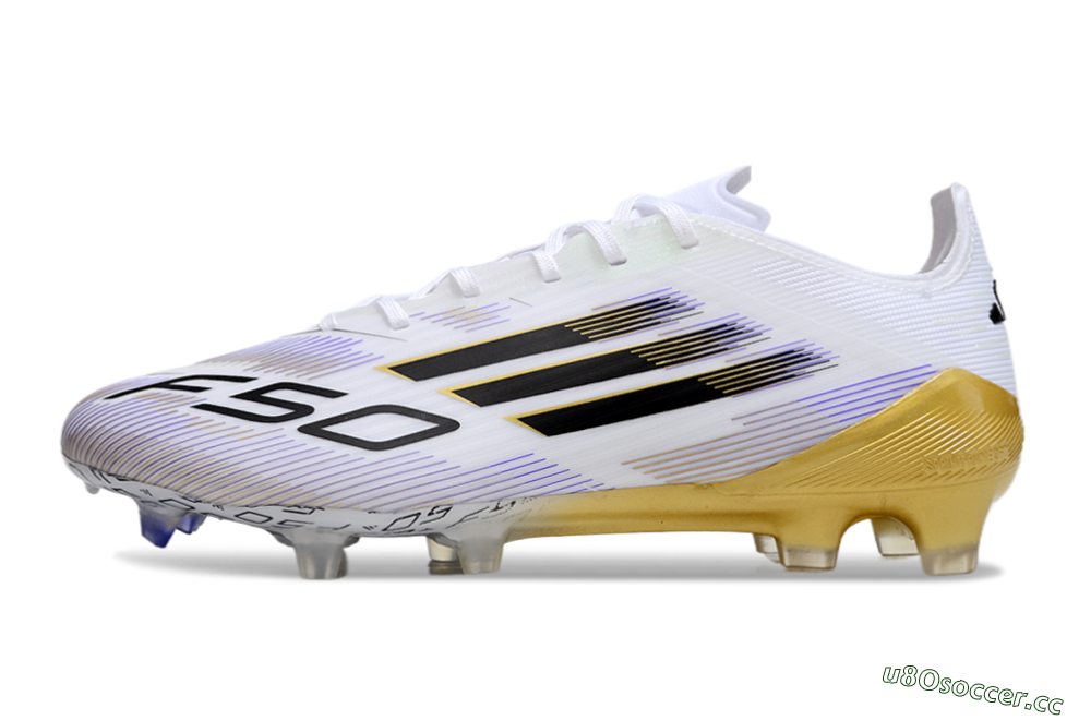 Men's Adidas F50 Elite FG Firm Ground Low-Tops Football Boots - White/Black/Yellow 0