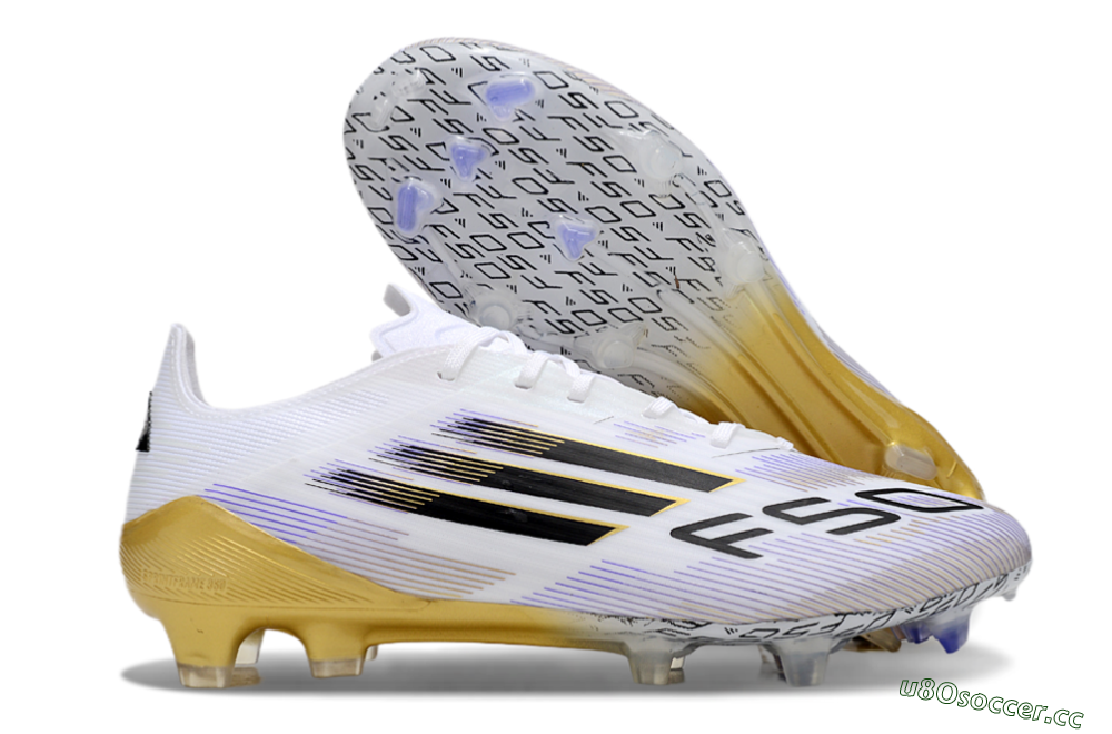 Men's Adidas F50 Elite FG Firm Ground Low-Tops Football Boots - White/Black/Yellow 2