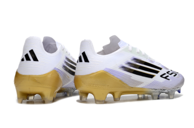 Men's Adidas F50 Elite FG Firm Ground Low-Tops Football Boots - White/Black/Yellow