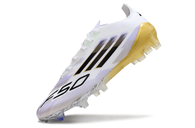 Men's Adidas F50 Elite FG Firm Ground Low-Tops Football Boots - White/Black/Yellow