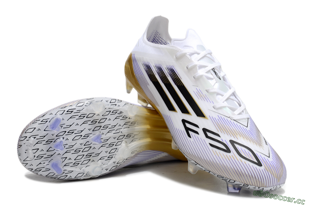 Men's Adidas F50 Elite FG Firm Ground Low-Tops Football Boots - White/Black/Yellow 3